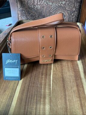 BeSmart Brown Faux Leather Crossbody Bag with Gold Hardware-NWT